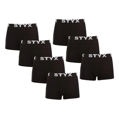 7PACK Fekete férfi boxeralsó Styx sport gumi (7G960)