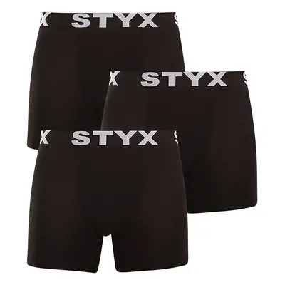 3PACK Fekete long férfi boxeralsó Styx sport gumi (3U960)