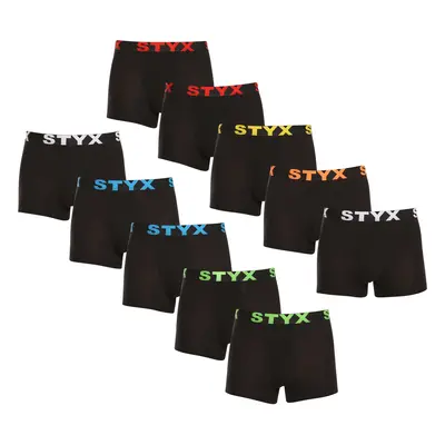 10PACK Fekete férfi boxeralsó Styx sport gumi (10G9601)