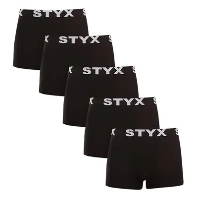 5PACK Fekete férfi boxeralsó Styx sport gumi (5G960)