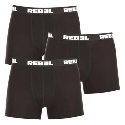 3PACK Férfi boxeralsó Nedeto Rebel black (3NBR001)