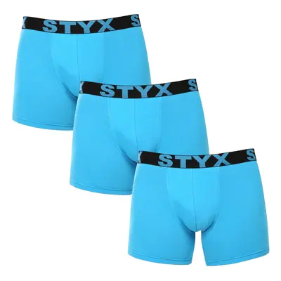 3PACK férfi boxeralsó Styx hosszú sport gumi világoskék (3U1169)