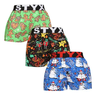 3PACK gyermek klasszikus boxeralsó Styx art sport gumiból multicolor (3BJ17134)