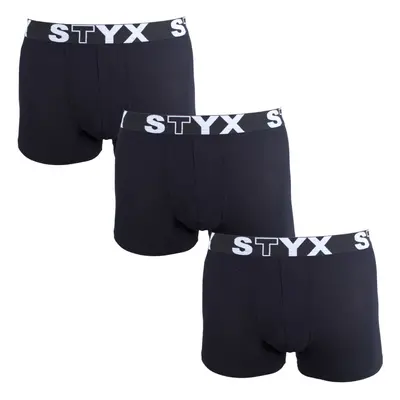 3PACK férfi boxeralsó Styx sport gumi túlméretezett fekete (3R960)