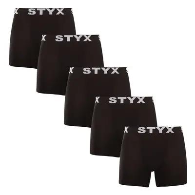 5PACK Fekete long férfi boxeralsó Styx sport gumi (5U960)