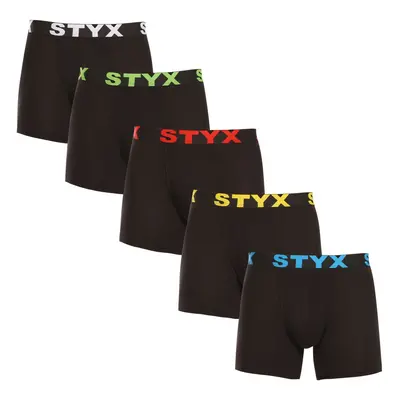 5PACK Fekete long férfi boxeralsó Styx sport gumi (5U9601)