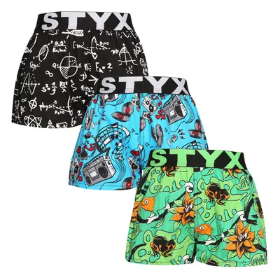 3PACK Gyermek klasszikus boxeralsó Styx art sport gumi több színben (3BJ15782)