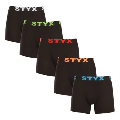 5PACK Fekete long férfi boxeralsó Styx sport gumi (5U9602)