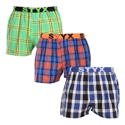 3PACK Többszínű férfi klasszikus boxeralsó Styx sport gumi (3B100619)