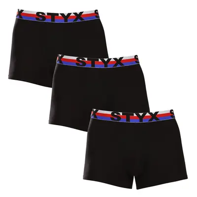 3PACK férfi boxeralsó Styx sport elasztikus fekete trikolor fekete trikolor (3G1960)