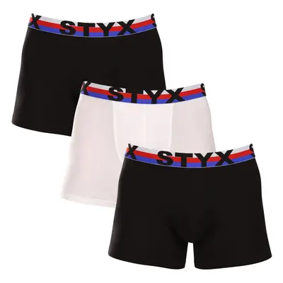 3PACK férfi boxeralsó Styx hosszú sportos elasztikus többszínű tricolor trikolor (3U19001)