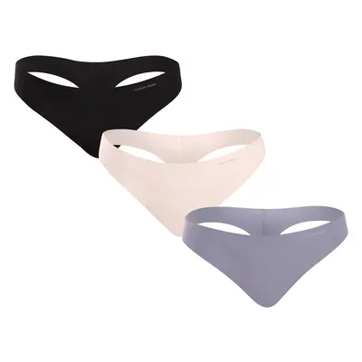 3PACK női tanga Calvin Klein varrás nélküli többszínű (QD3558E-NP0)