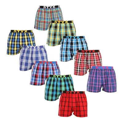 10PACK Többszínű férfi klasszikus boxeralsó Styx sport gumi (10B103140)