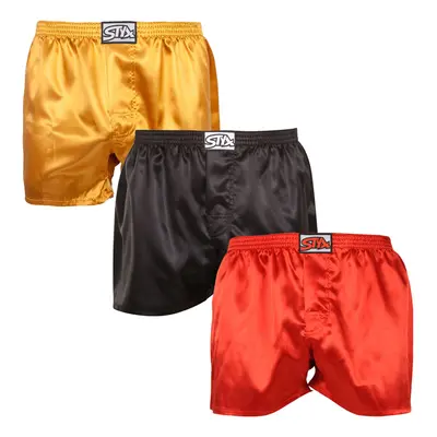 3PACK férfi klasszikus boxeralsó Styx klasszikus gumi satin multicolour (3C06350)