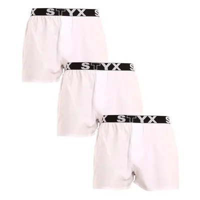 3PACK Styx férfi rövidnadrág sport elasztikus fehér (3B1061)