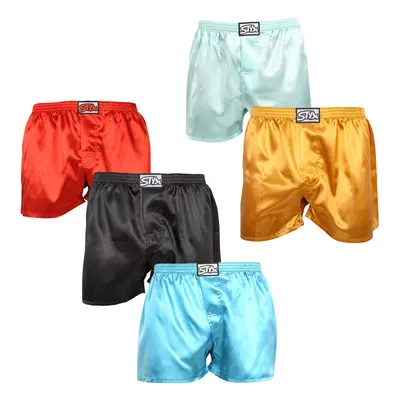 5PACK férfi klasszikus boxeralsó Styx klasszikus gumi satin multicolour (5C0635072)