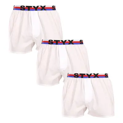 3PACK Styx férfi rövidnadrág sport gumiból fehér tricolor (3B2061)