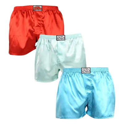 3PACK férfi klasszikus boxeralsó Styx klasszikus gumi satin multicolour (3C06372)