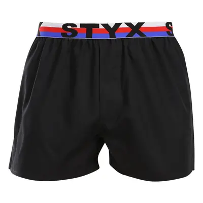 Styx Férfi rövidnadrág sport elasztikus fekete tricolor (B1960)