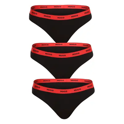 3PACK Fekete HUGO női tanga (50480150 005)