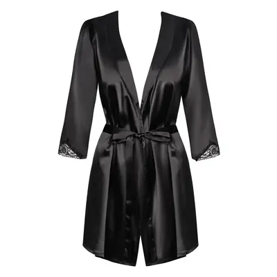 Női szatén fürdőköpeny Obsessive fekete (Satinia Robe Black)