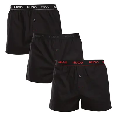 3PACK fekete HUGO férfi klasszikus boxeralsó (50518079 991)