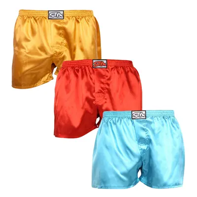 3PACK férfi klasszikus boxeralsó Styx klasszikus gumi satin multicolour (3C06357)