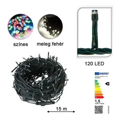 LED fényfüzér választható méretben és színben-120 LED-es-melegfehér