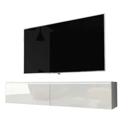 MENDES D 140 TV asztal, 140x30x32, fehér/fehér fényes