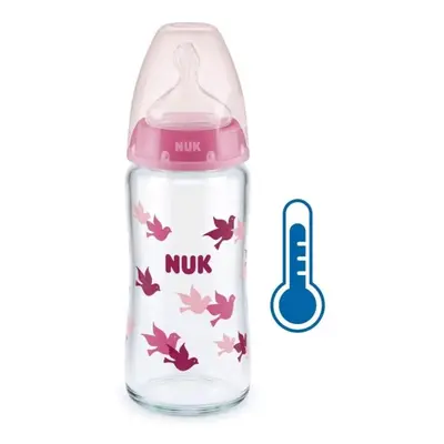 Üveg cumisüveg széles nyakkal NUK FC hőmérséklet-jelzővel 240 ml rózsaszín