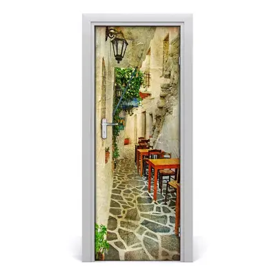 Poszter tapéta ajtóra görög taverna 75x205 cm