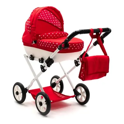 Játék babakocsi New Baby COMFORT piros pöttyös