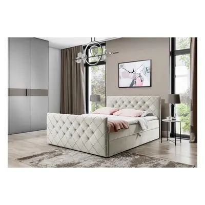 MATRAGI kárpitozott boxspring ágy + topper, 140x200, velutto 1 (bezowy)