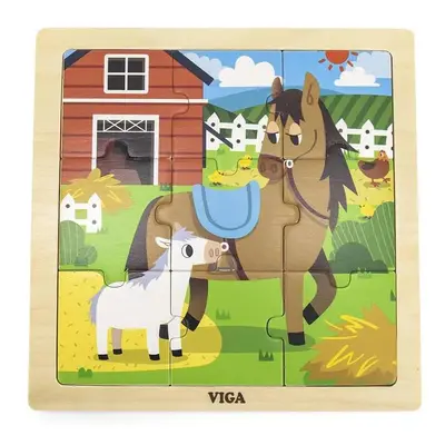 Fa képes kirakó puzzle Viga 9 db Ló