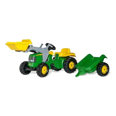 Pedálos traktor rakodóval és pótkocsival Rolly Kid John Deere zöld