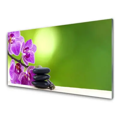 Üvegkép Orchideák zöld virágok 125x50 cm 4 fogas