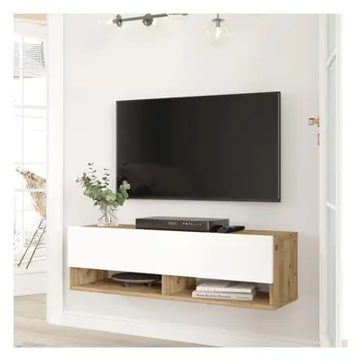 TV-állvány Laitila 100x31,5x29,5 cm rusztikus tölgy/fehér [en.casa]