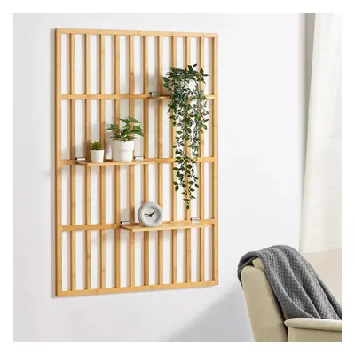 [en.casa] Fali panel polcokkal Røst 120x80x13cm bambusz