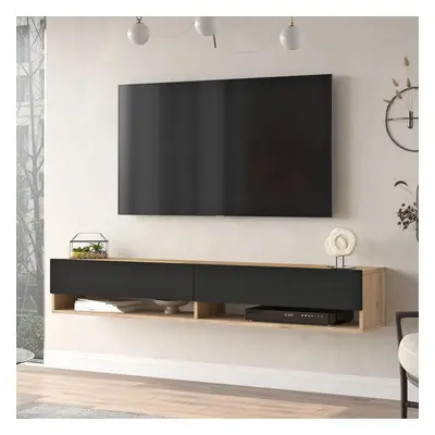 [en.casa] TV-állvány Laitila 180 x 31,5 x 29,5 cm tölgy/fekete