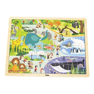 Gyermek fa puzzle Viga Zoo 48 db