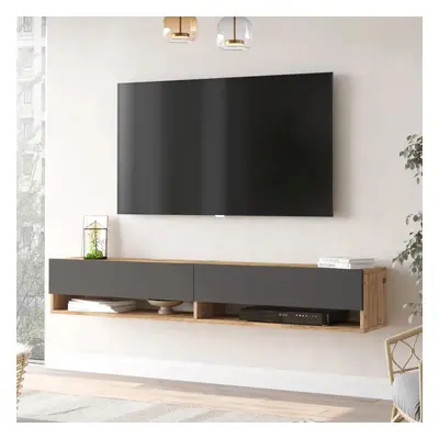 [en.casa] TV-állvány Laitila 180x31,5x29,5 cm rusztikus tölgy/antracitszürke