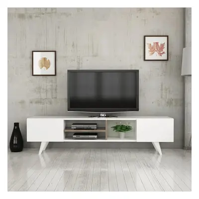 [en.casa] TV-állvány Assens 40x160x31 cm forgácslap műanyag fehér dió