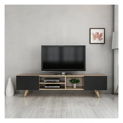 [en.casa] TV-állvány Assens 40x160x31 cm forgácslap műanyag tölgy fekete