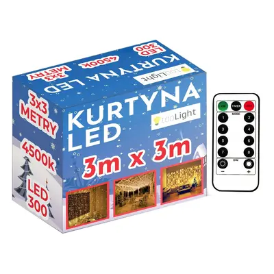 Tutumi, LED fényfüggöny 300 dióda 3x3m, meleg fehér 311334, CHR-06320