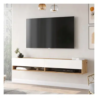 [en.casa] TV-állvány Laitila 180x31,5x29,5 cm rusztikus tölgy/fehér