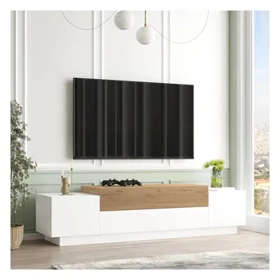 TV-szekrény Firås 160x38x39 cm fehér/tölgyfa hatású [en.casa]