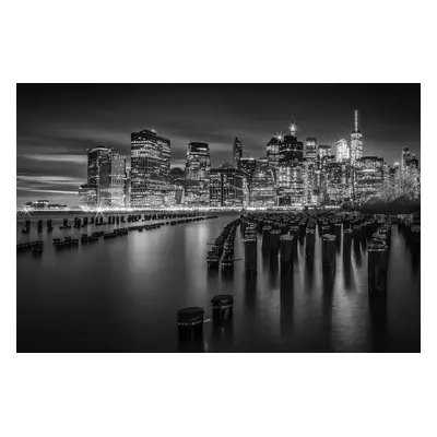 Fotográfia Manhattan Skyline at Sunset | Monochrome, Melanie Viola