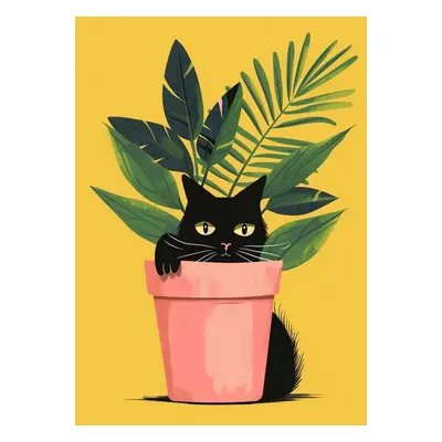 Illusztráció Cat In the Plant, Andreas Magnusson