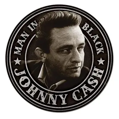 Fém tábla Johnny Cash - Man in Black Round