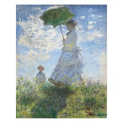 Reprodukció Nő napernyővel - Madame Monet és fia, Claude Monet